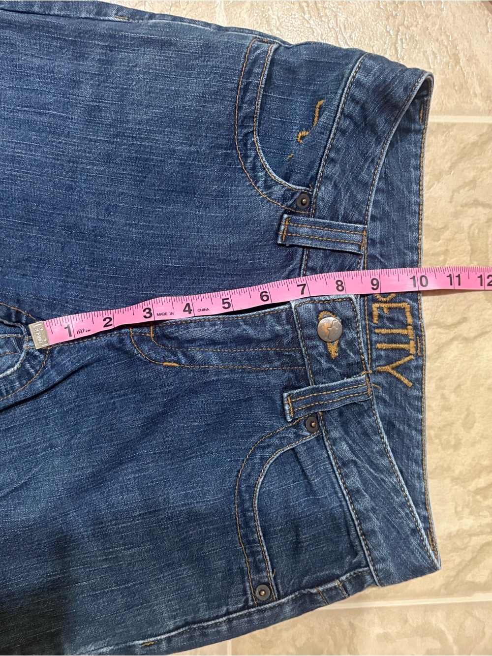 Kimes Ranch Straight Leg Jeans in Dark Blue with Gold Stitching - Picture 5 of 6